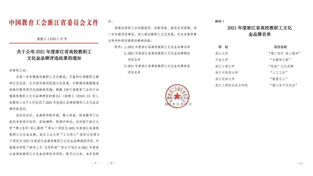 我校“上工工坊”项目荣获浙江省高校教职工文化金品牌